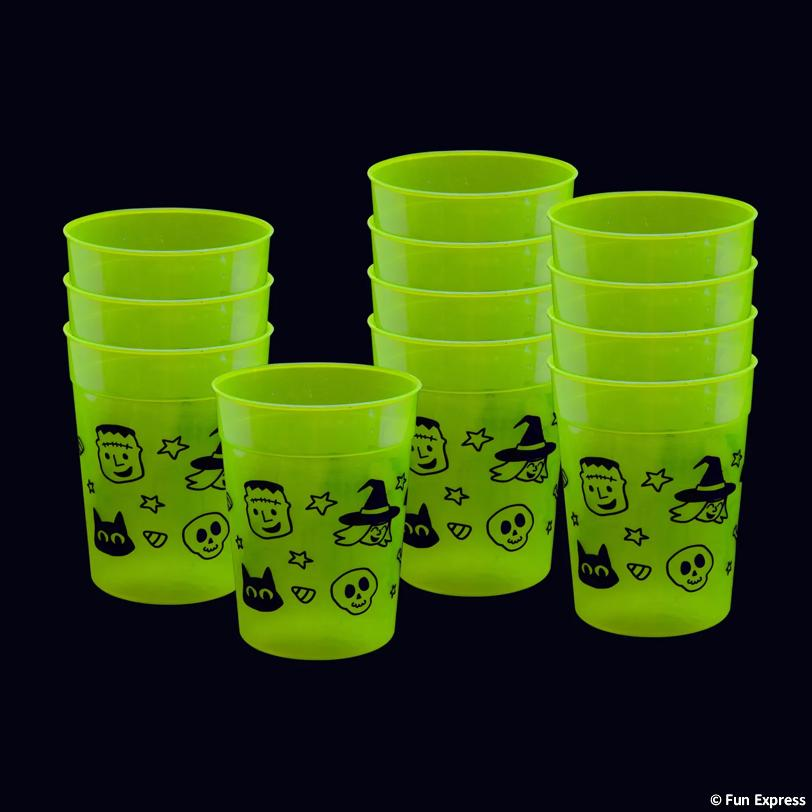 Halloween Glow-in-the-Dark Reusable Cups-12Pk